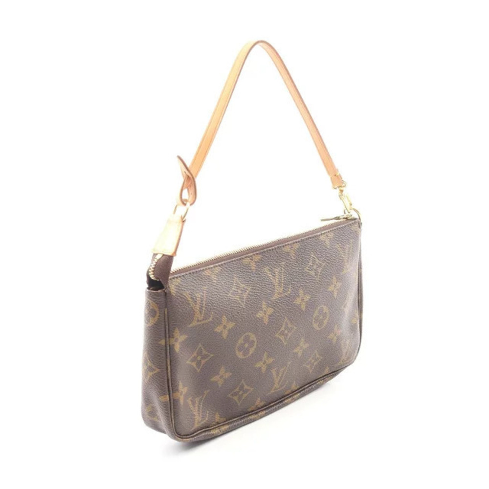 Louis Vuitton Canvas Leather Monogram Handbag Accessoires Brown Pochette Brown